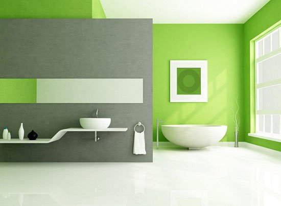 Цвет свежей зелени в ванной комнате