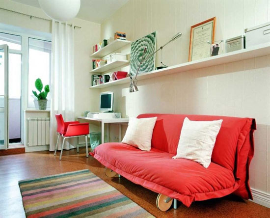 Amazing-Study-Room-Models-Red-Sofa-White-Interior-Marble-Floor-805x650