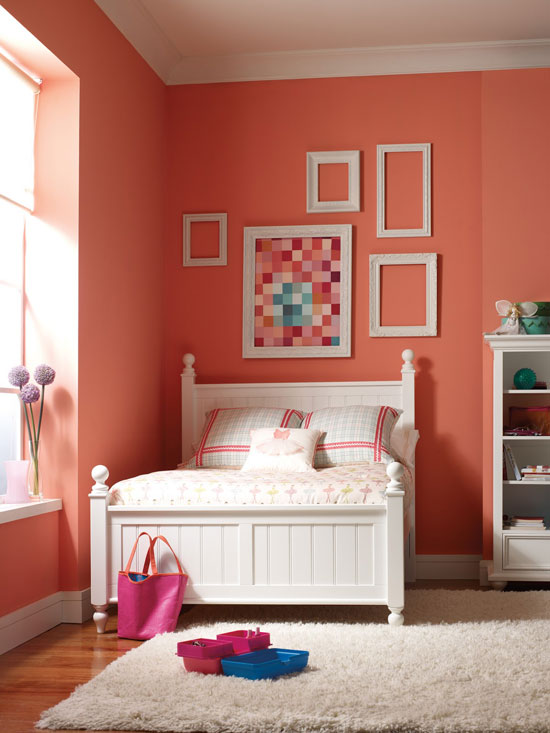 Коралловый цвет в интерьере детской комнаты