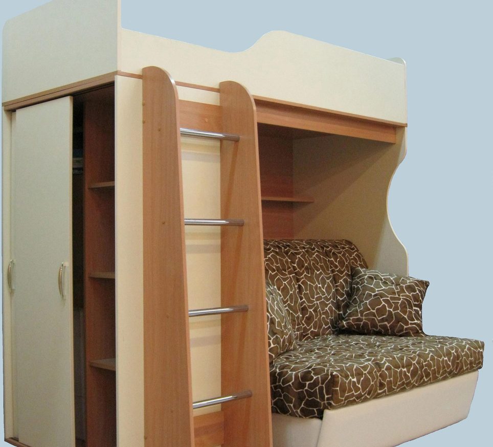 Кровать чердак с диваном внизу для взрослых