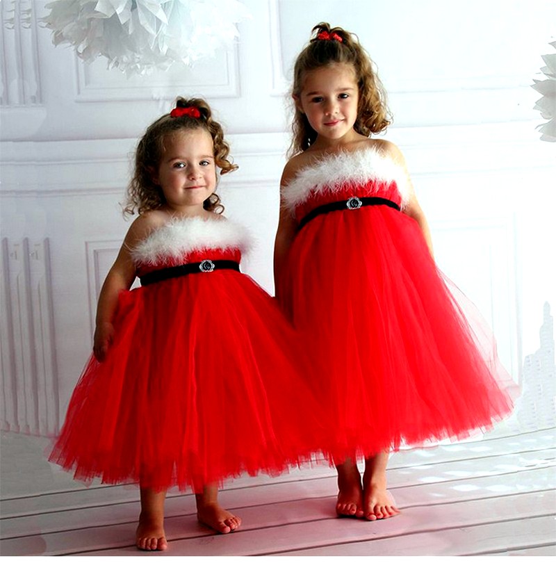 Красные новогодние платья для девочек