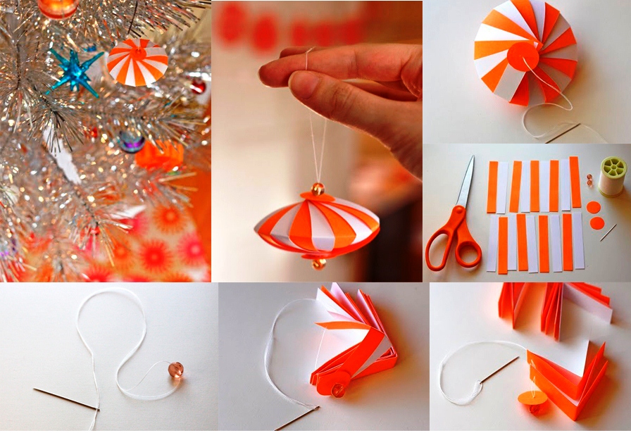 Поэтапное создание бумажной новогодней игрушки