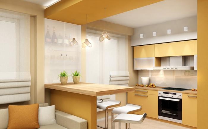 Дизайн потолков из гипсокартона для кухни